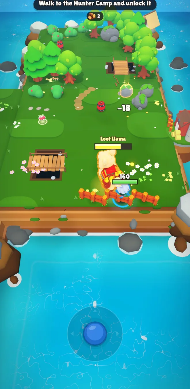 Lootero gameplay screenshot: the loot llama bursts into a jackpot of coins